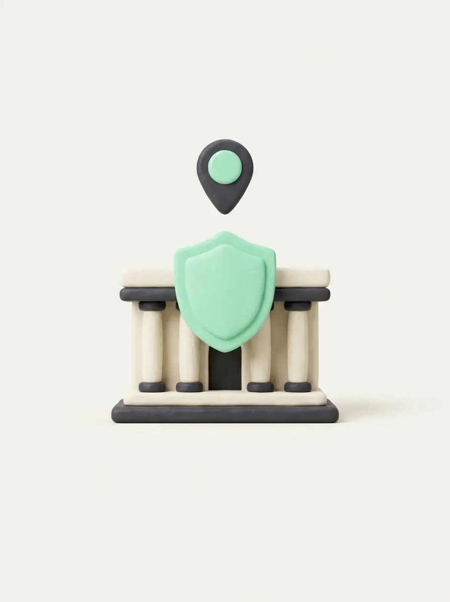 Office building with a shield and location pin — nationwide registered agent