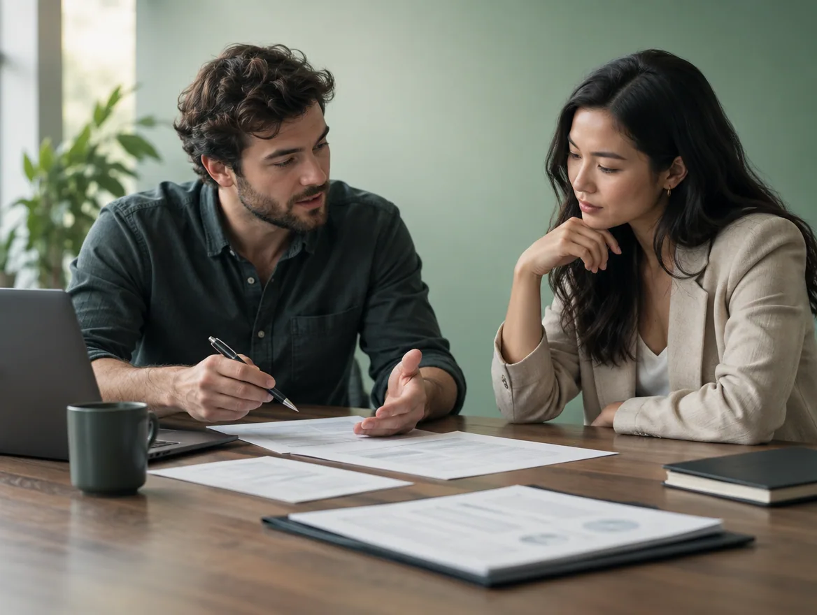 Two founders review forms for forming a C corporation in Michigan.