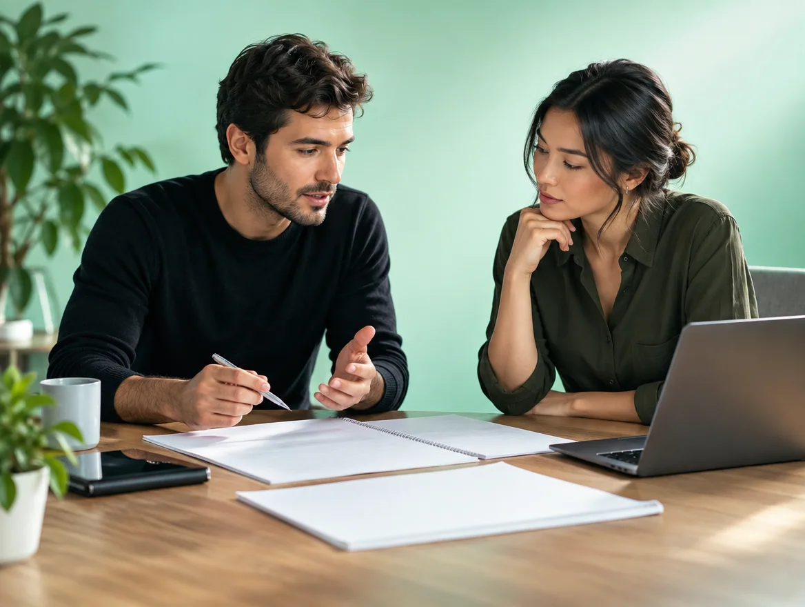 Two founders inspect paperwork to compare company incorporation services.