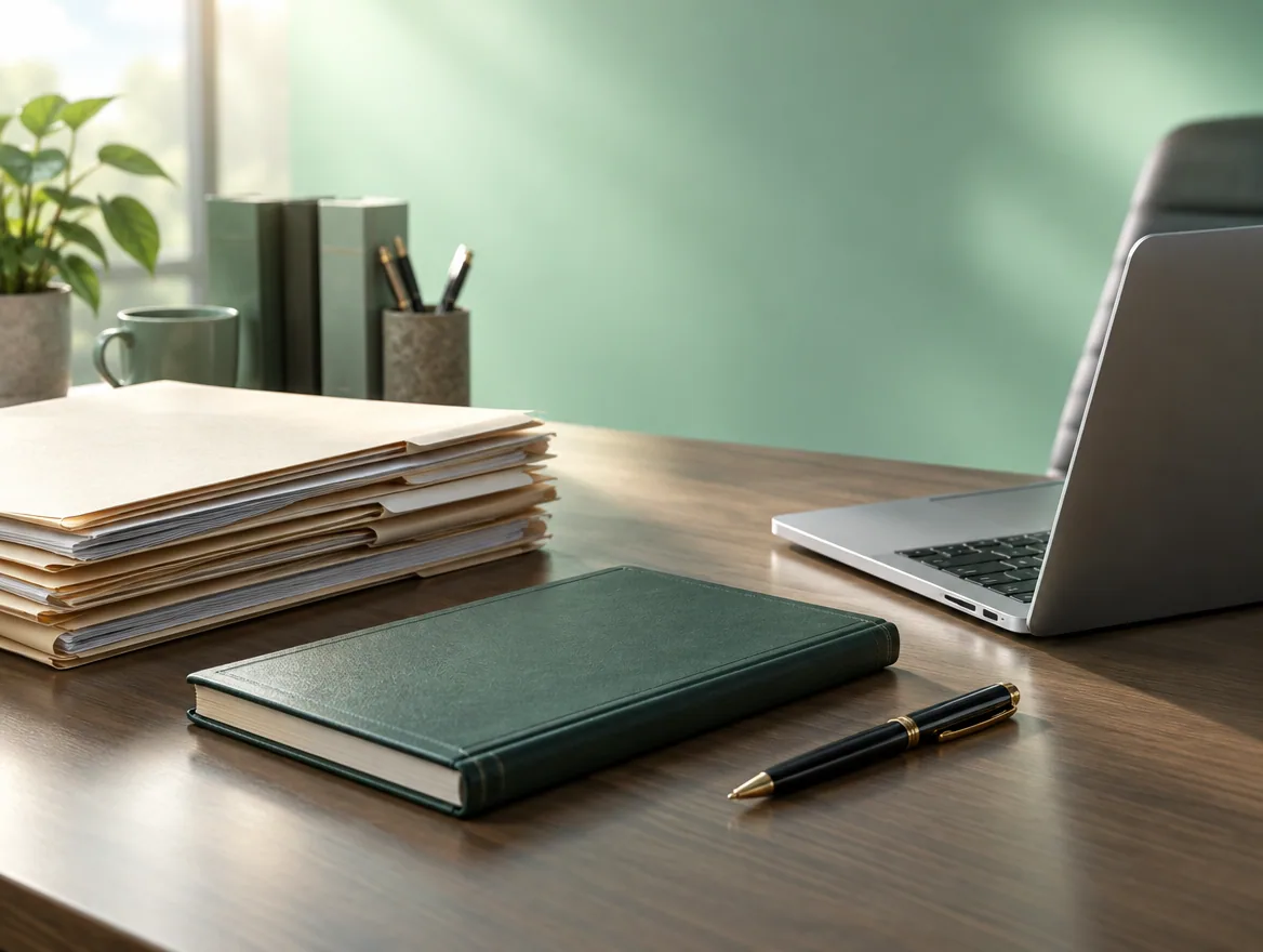 Folders and records illustrate dissolving a Delaware LLC.
