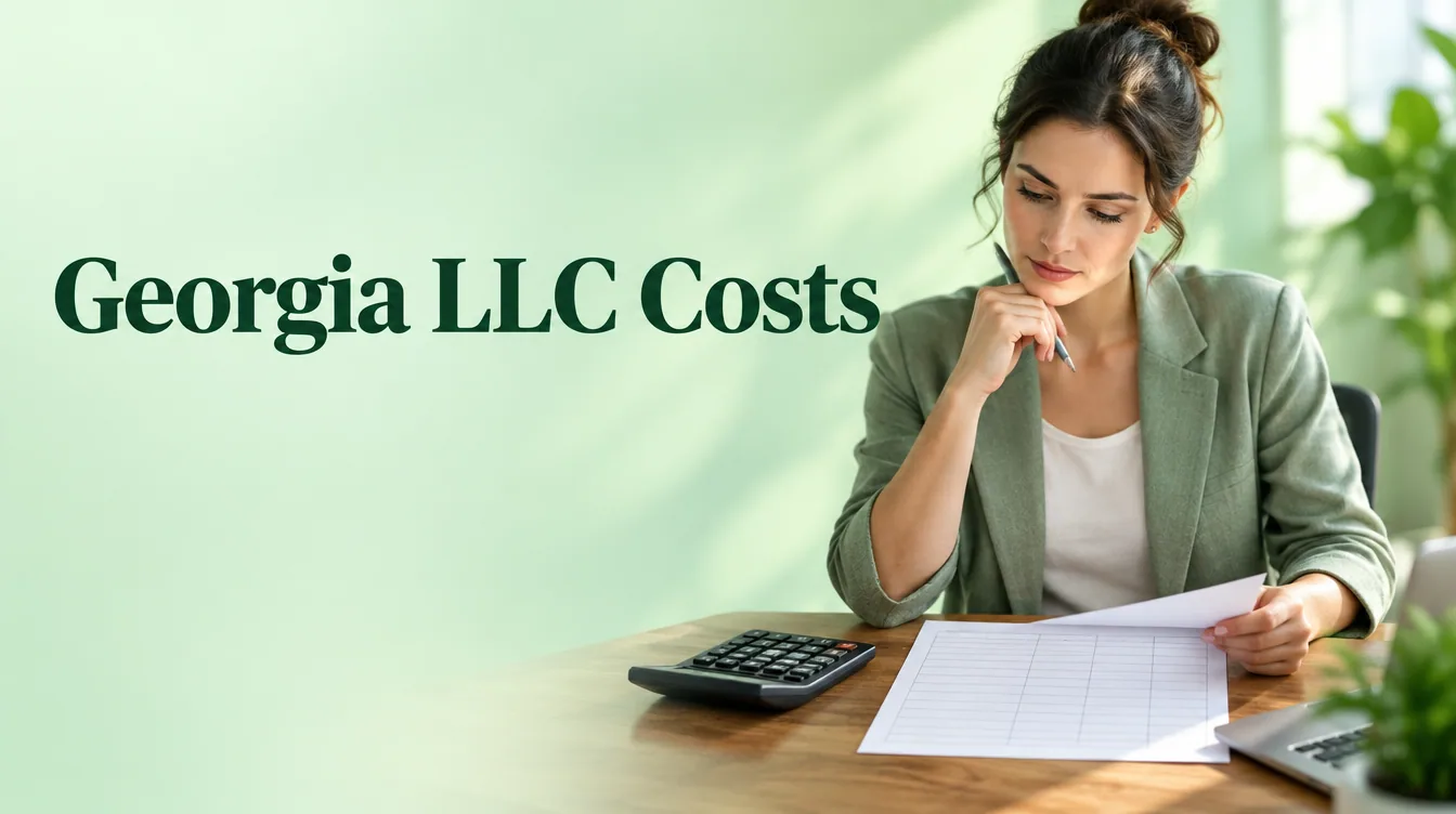 An office scene illustrates georgia llc costs for business founders.
