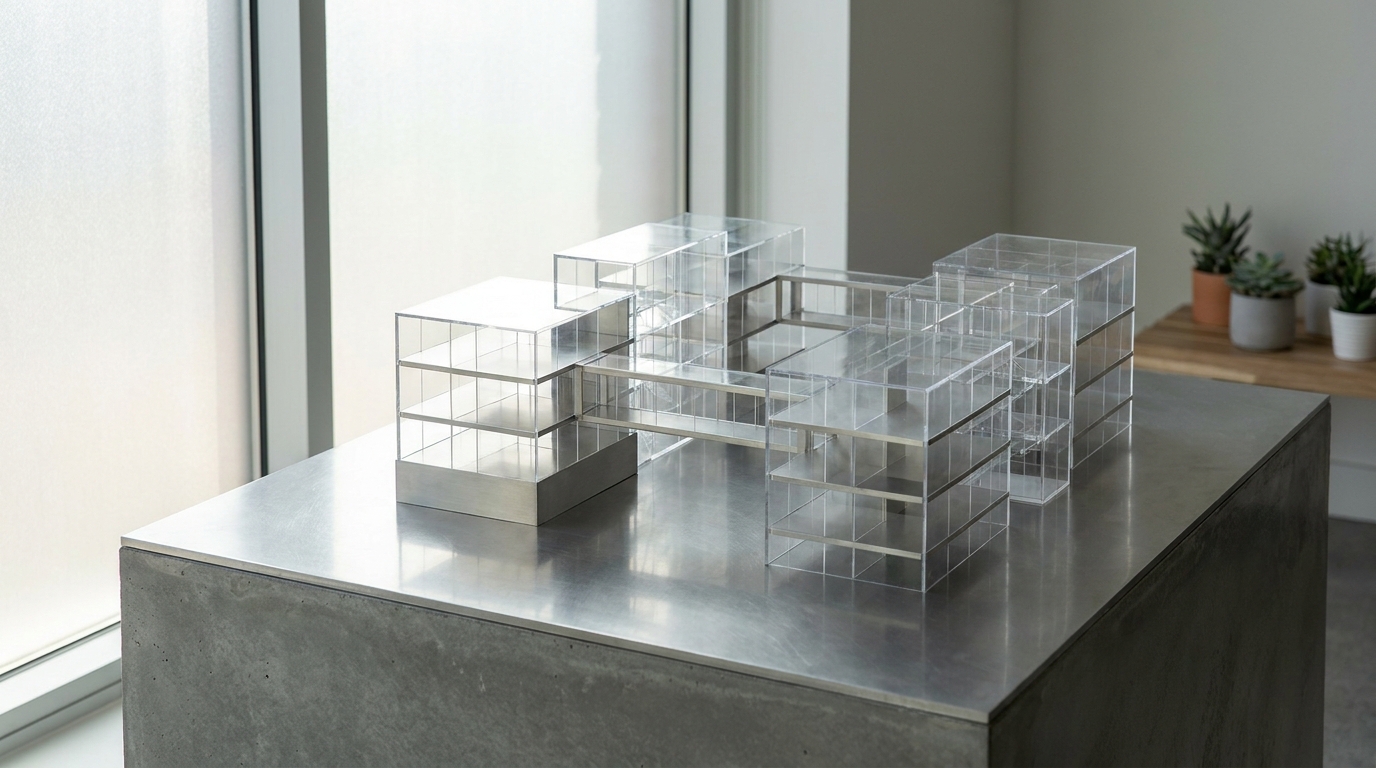 Architectural model showing a large central building connected to several smaller buildings, symbolizing a parent LLC owning subsidiary LLCs.