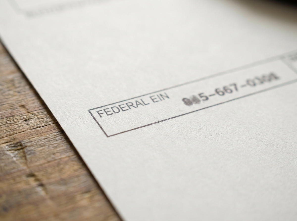 A close-up shot of a business license with the EIN field circled, illustrating where to find the number on official documents.