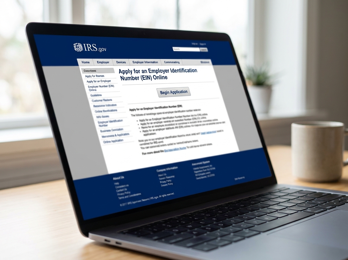 A screenshot of the IRS online EIN application portal, showing the initial welcome screen.