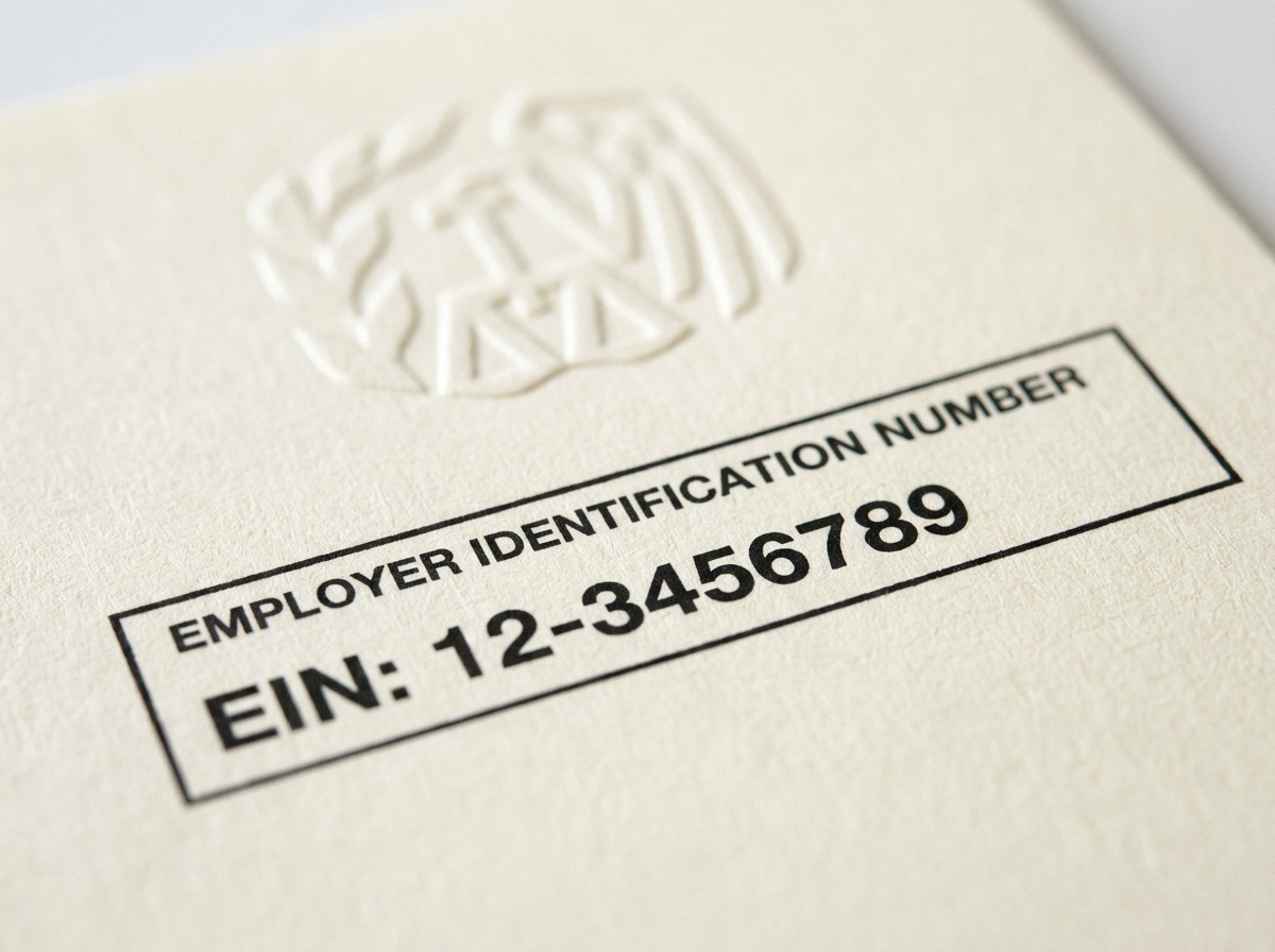 Un primer plano de un documento oficial del IRS que muestra un Número de Identificación de Empleador (EIN) recién asignado.