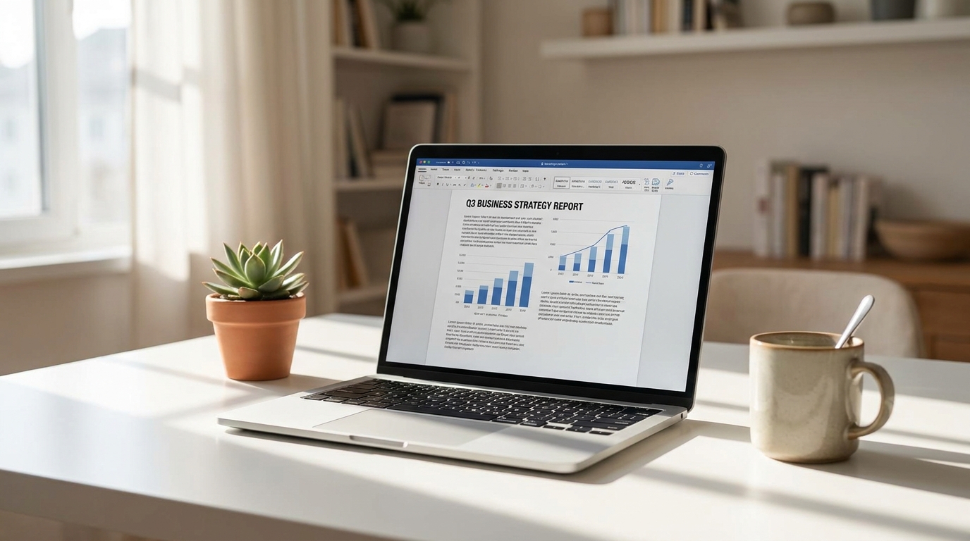 A laptop displaying business forms on a modern desk, symbolizing the process of forming an S corporation in Tennessee.
