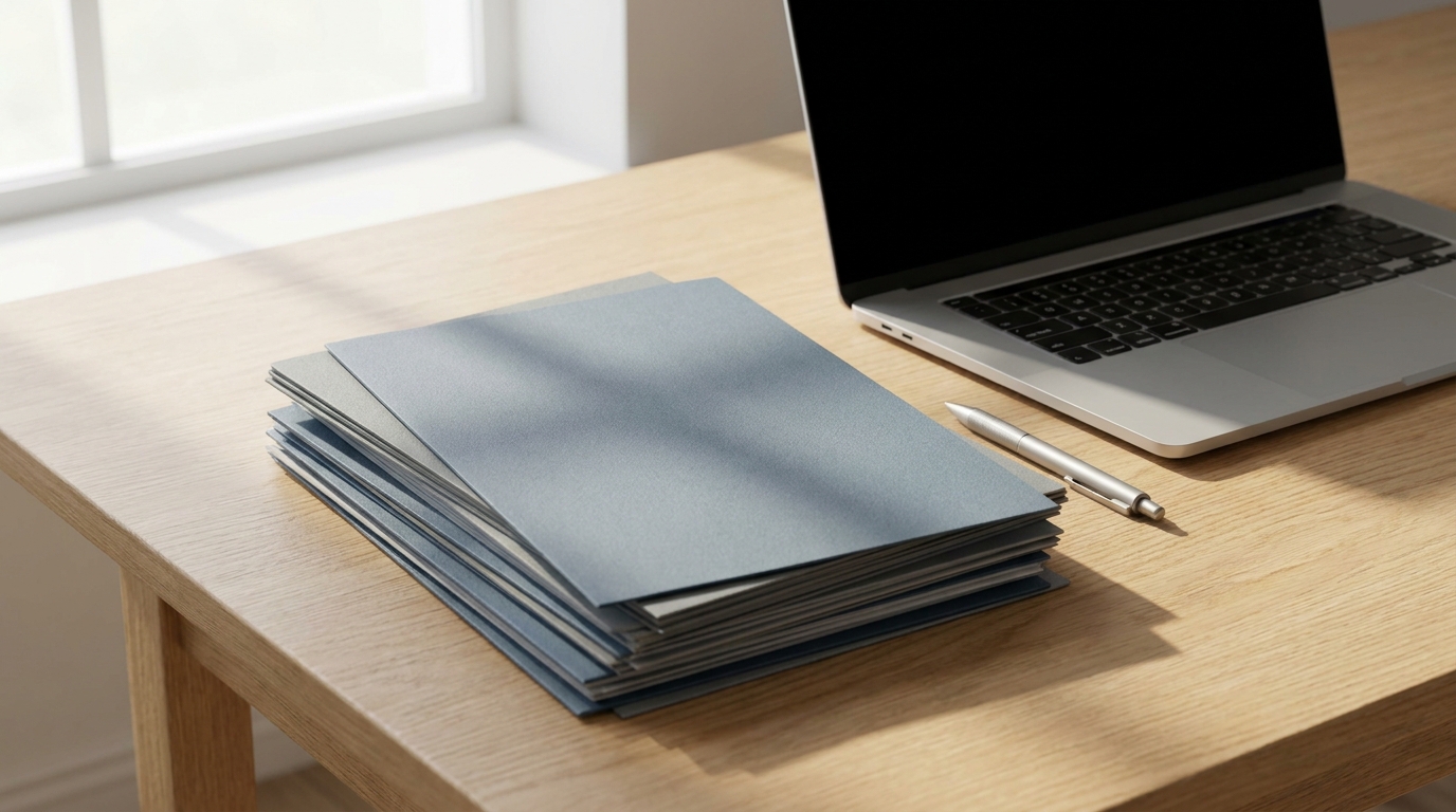 Abstract image of South Dakota state documents on a desk, symbolizing business compliance.